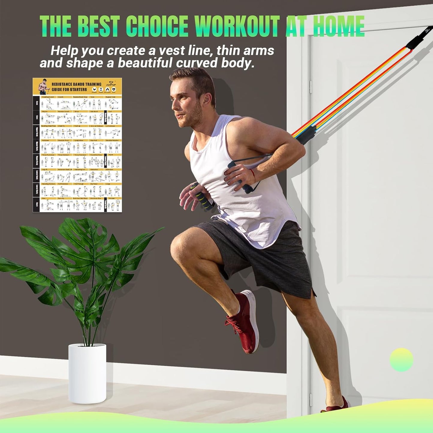 Get Fit at Home! 💪 Resistance Bands Set with Yellow Handles - Perfect for Workouts, Physical Therapy & More! 🏋️♀️ #HomeGym #FitnessJourney