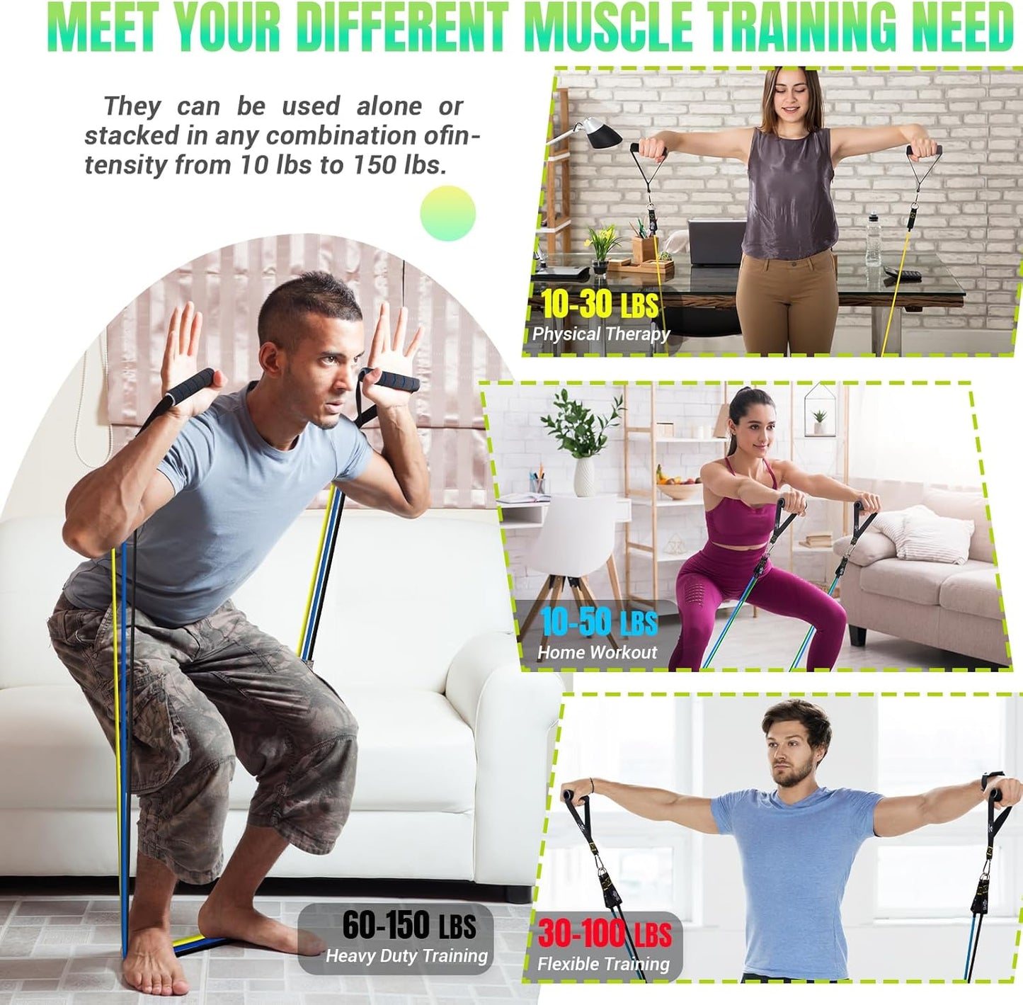 Get Fit at Home! 💪 Resistance Bands Set with Yellow Handles - Perfect for Workouts, Physical Therapy & More! 🏋️♀️ #HomeGym #FitnessJourney