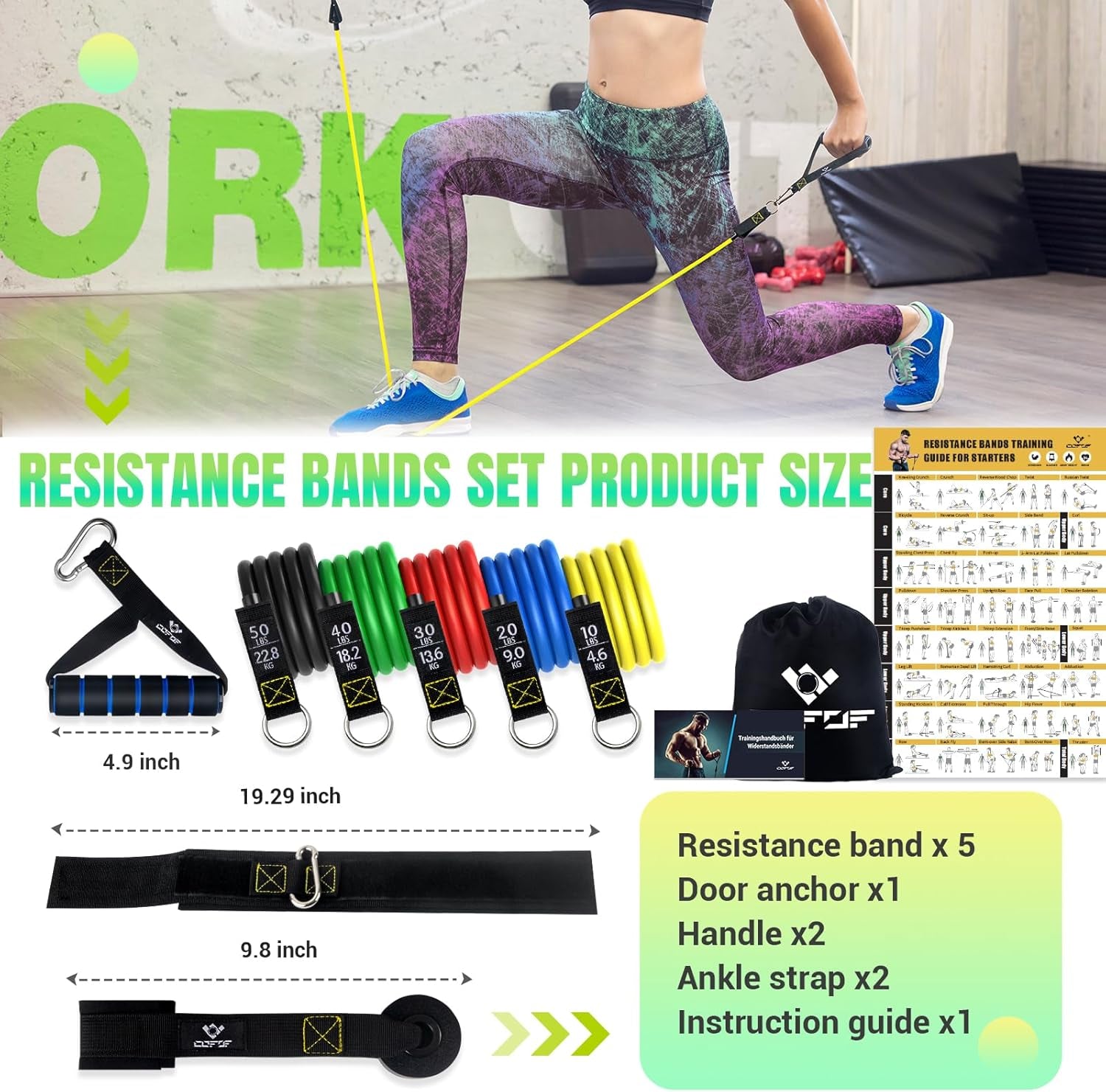 Get Fit at Home! 💪 Resistance Bands Set with Yellow Handles - Perfect for Workouts, Physical Therapy & More! 🏋️‍♀️ #HomeGym #FitnessJourney