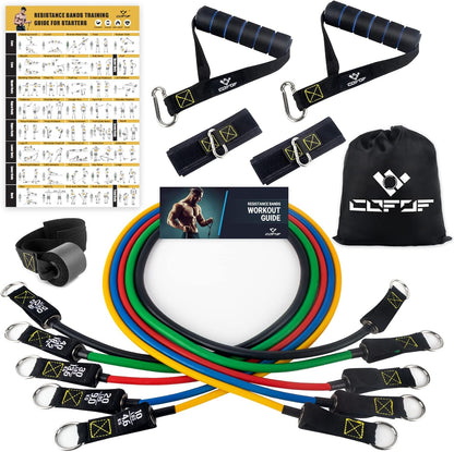 Get Fit at Home! 💪 Resistance Bands Set with Yellow Handles - Perfect for Workouts, Physical Therapy & More! 🏋️‍♀️ #HomeGym #FitnessJourney