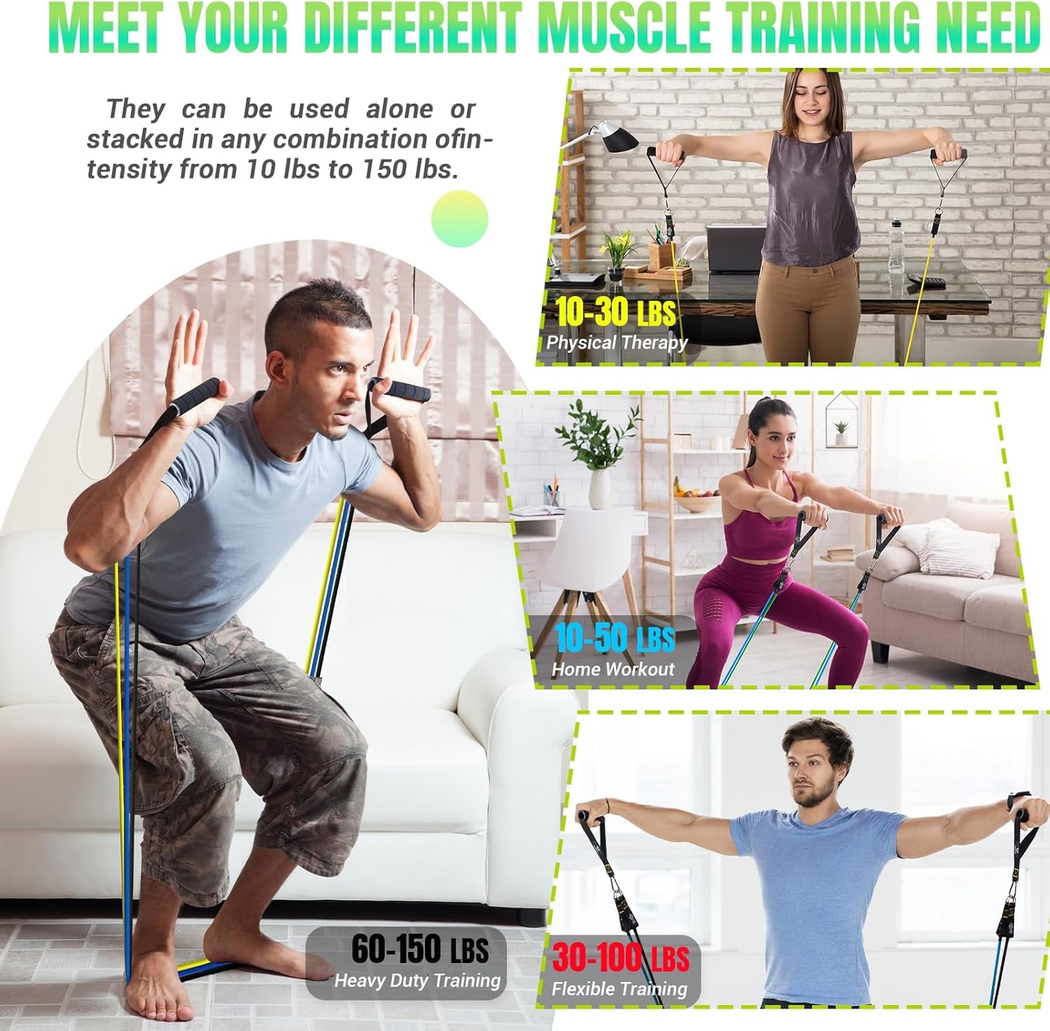 Get Fit at Home! 💪 Resistance Bands Set with Yellow Handles - Perfect for Workouts, Physical Therapy & More! 🏋️‍♀️ #HomeGym #FitnessJourney