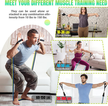 Get Fit at Home! 💪 Resistance Bands Set with Yellow Handles - Perfect for Workouts, Physical Therapy & More! 🏋️‍♀️ #HomeGym #FitnessJourney